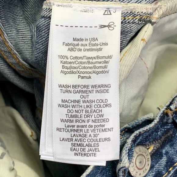 RRL by RALPH LAUREN Size 29 Blue Cotton Distressed Straight Button Fly Jeans - Picture 10 of 10